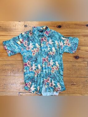 Ezekiel Teal Floral Short-Sleeve Button-Up Shirt